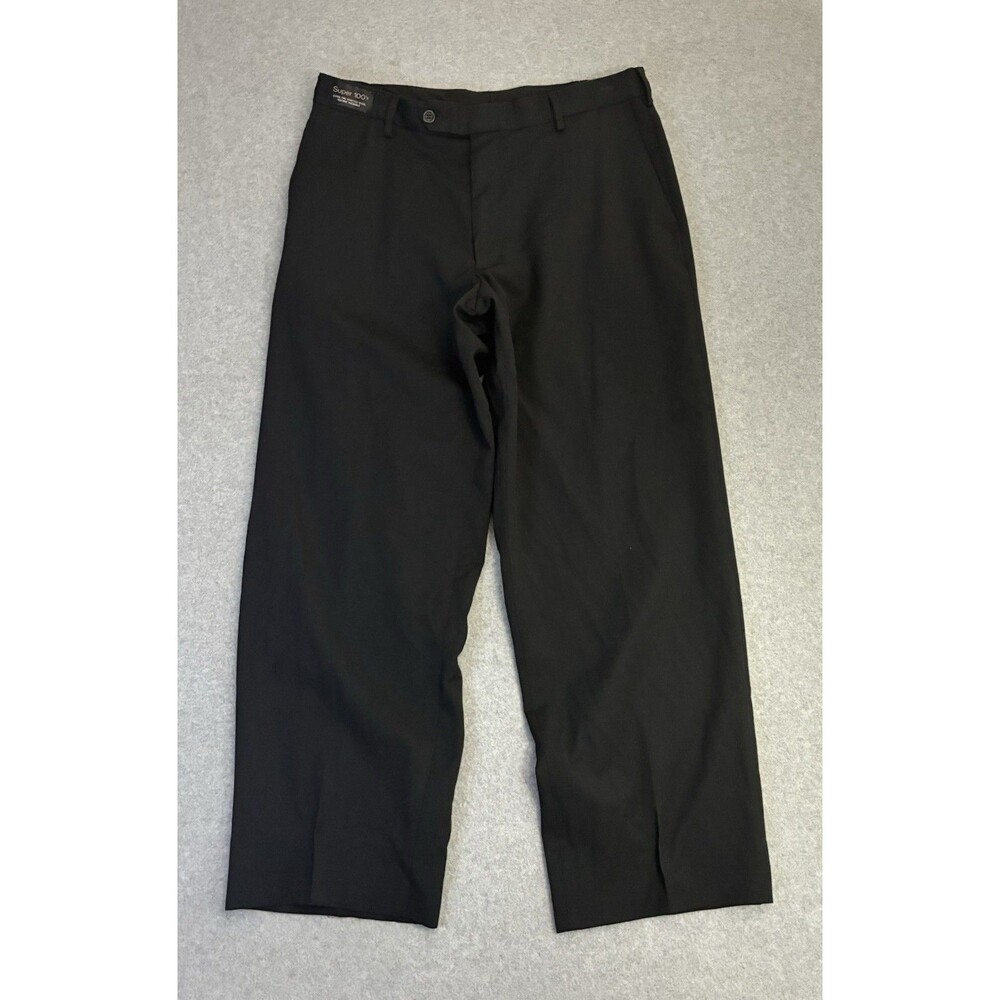 Dockers Black Dress Pants 32x30 Flat Front Wool Blend Relaxed Fit
